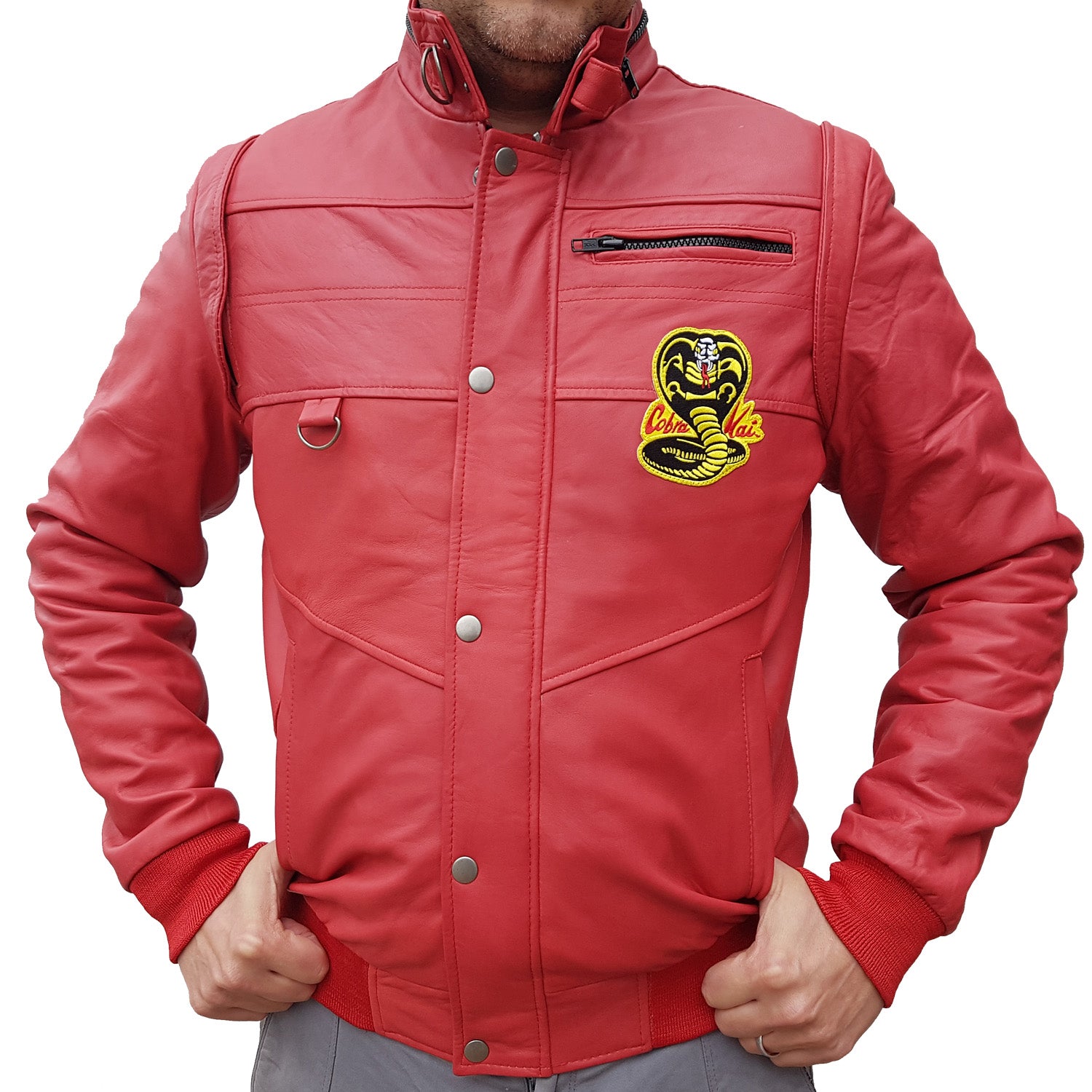 Cobra Kai OFFICIAL Johnny Lawrence Red Leather Jacket SPECIAL