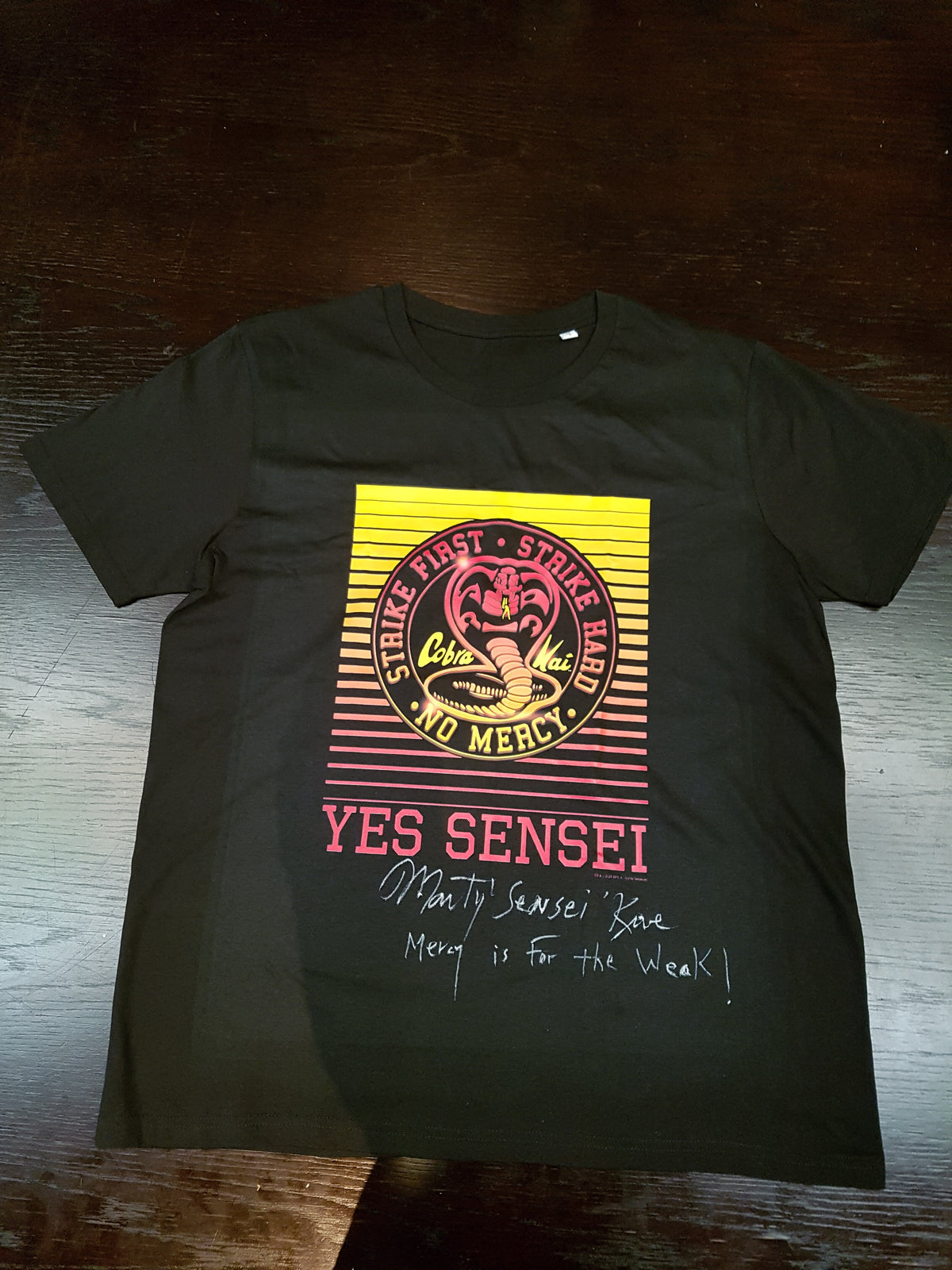 Cobra Kai Signed Martin Kove Yes Sensei T-Shirt Auction